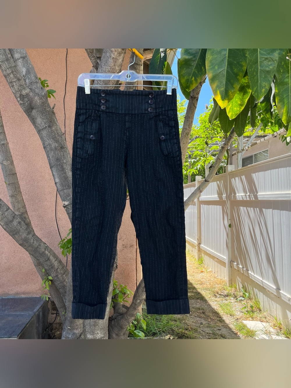 French Connection Striped Pants with Buttons.